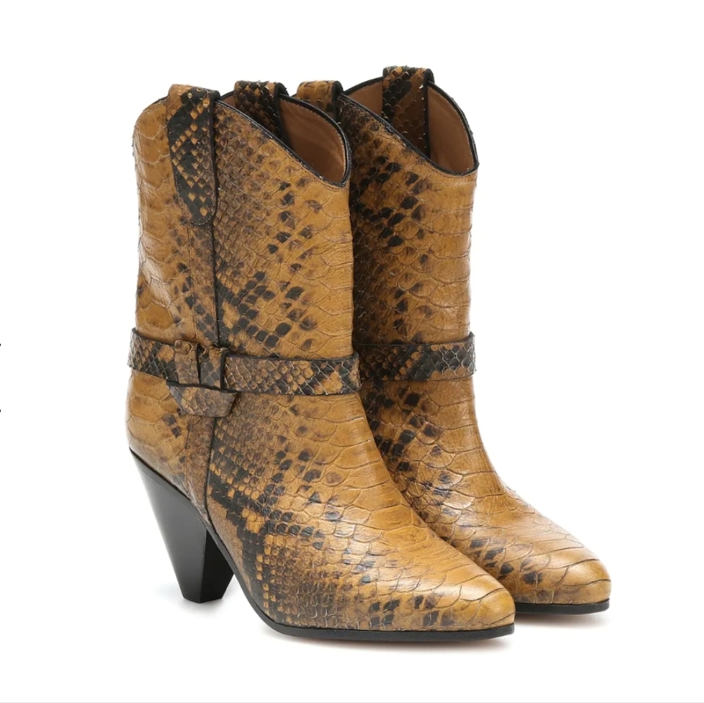 NWT $1170 Isabel Marant Deane Snake Embossed Snake Leather Western Cowbo…